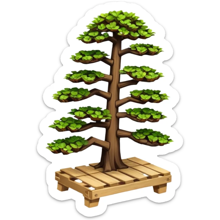 standing slanted Plant bonsai rack made from the wood of old oak pallets  sticker