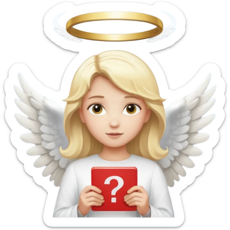 "An angel emoji with blonde hair, a halo, wings, holding a 'COMPARTILHAR' sign in bold letters." sticker