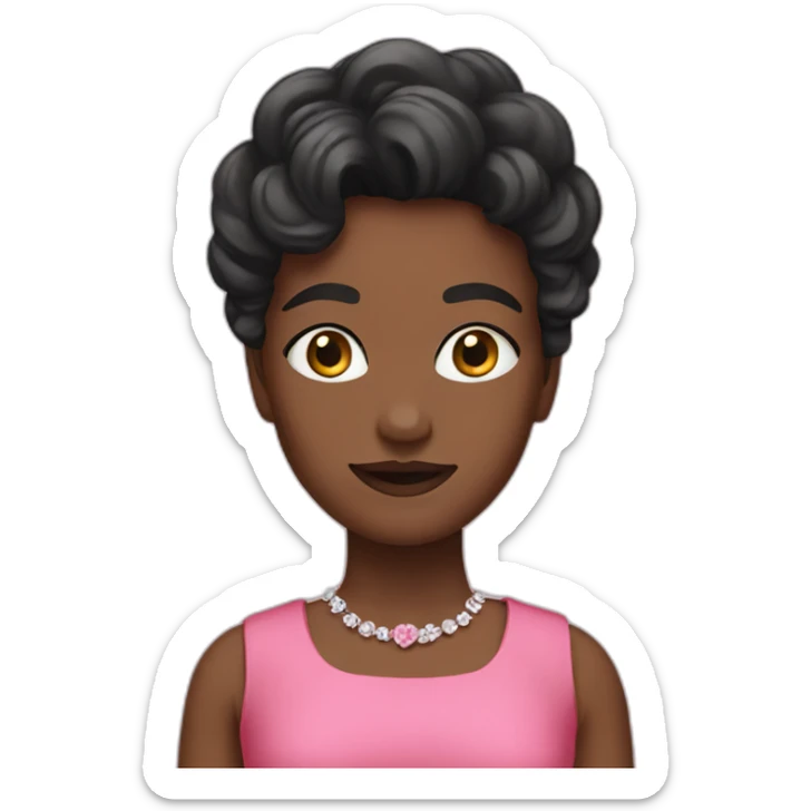 A balck wearing a pink dress sticker