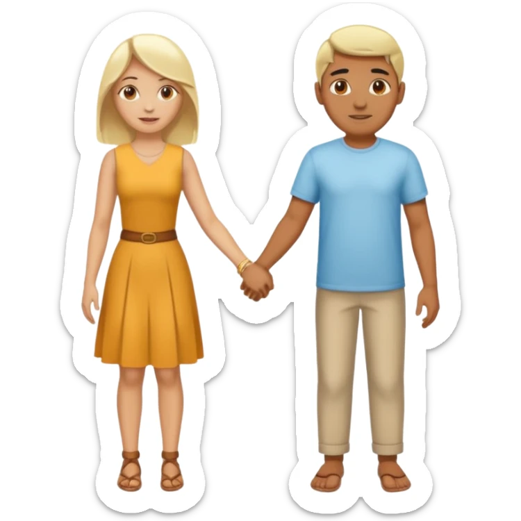 Naked Indian man and naked blonde woman holding hands sticker