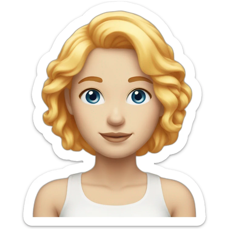 women blue eyes, shoulder-length blond-orange hair, white skin and slight smile sticker