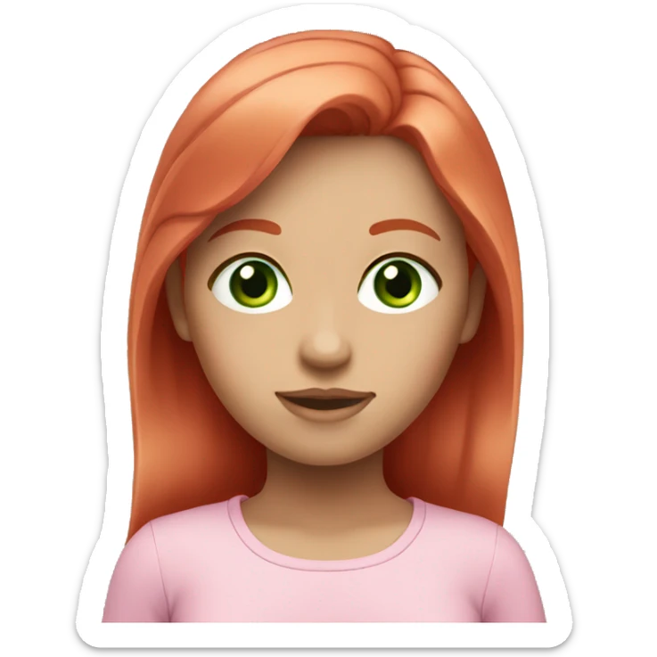 Red hair with green eyes girl with pink wear sticker