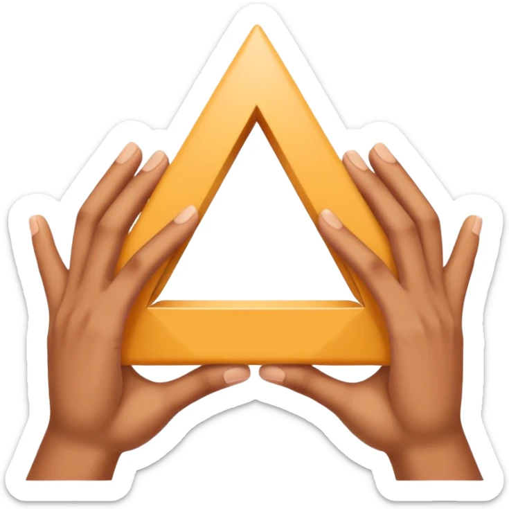 Similar to the heart hands emoji, this emoji should show a triangle created by the fingers of the hands where the two thumbs form the first side of the triangle and the remaining four fingers of each hand create one side each sticker