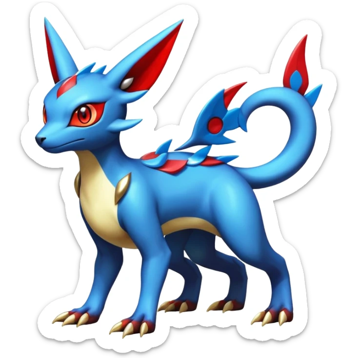  Cute Shiny Exotic Colorful Guilmon-Latias-Koraidon-Umbreon-Fakémon-hybrid-creature (full body)  sticker