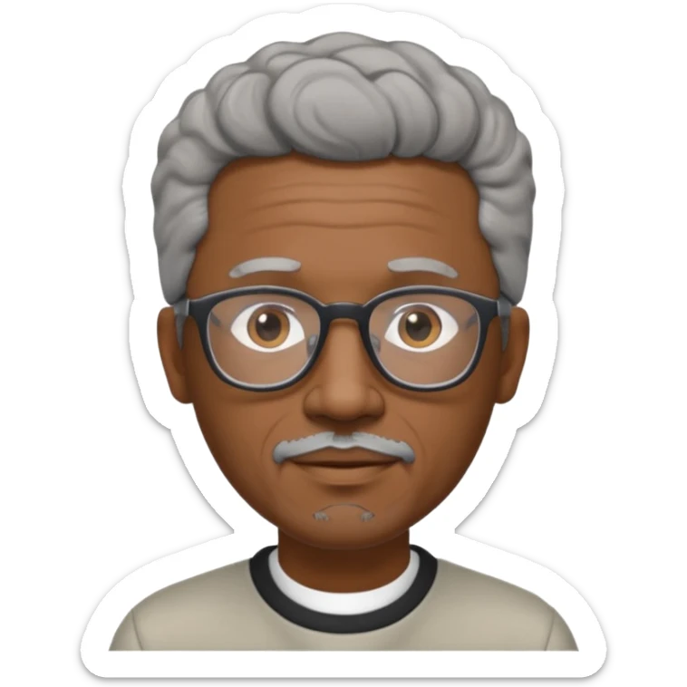 An avatar of a cool debinaire black man in his early sixties with short wavy gray hair, short sideburns and a short trimmed goatee. sticker