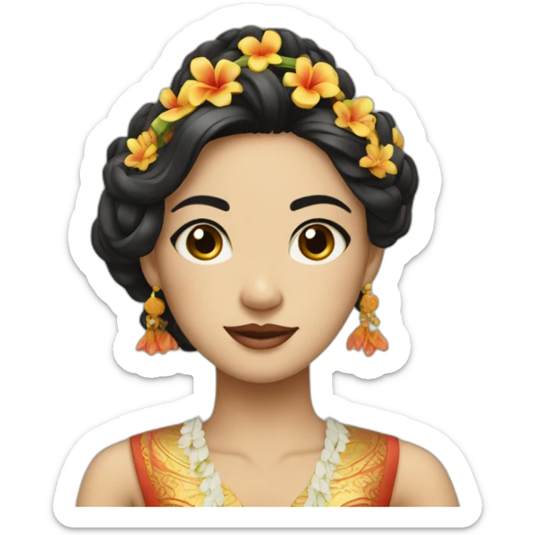 balinese woman in traditional dress but white skin sticker