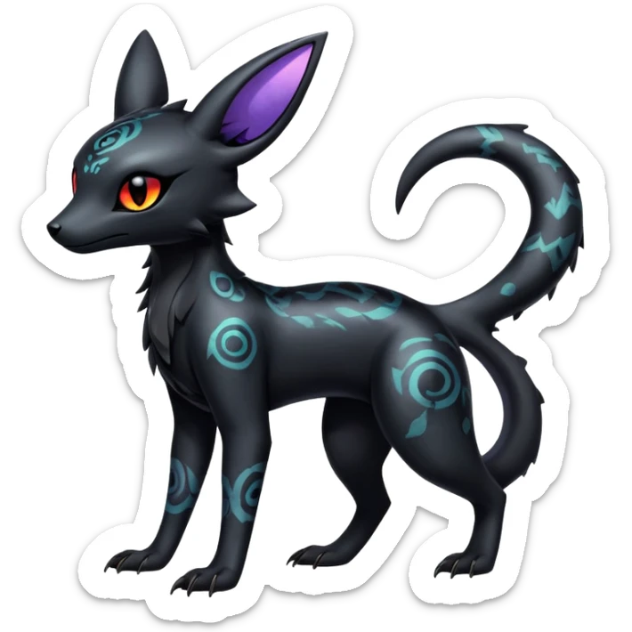 Shiny Dark Edgy Majestic Sophisticated Modern Gothic Gloomy Futuristic Salandit-Umbreon-Delcatty-Hybrid (Full body) with pattern-markings sticker