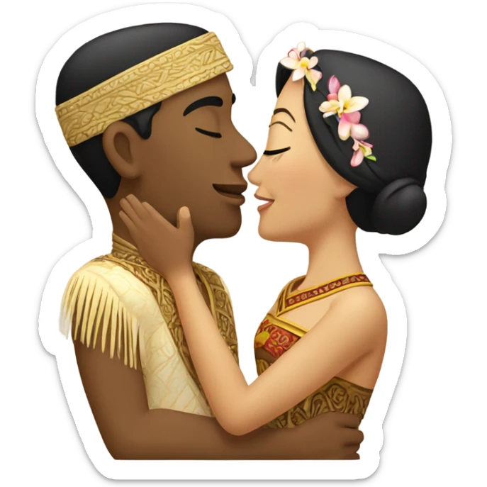 Balinese guy kisses a white-skinned Russian girl sticker