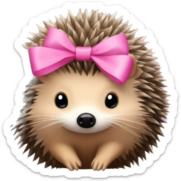 hedgehog with a pink bow sticker
