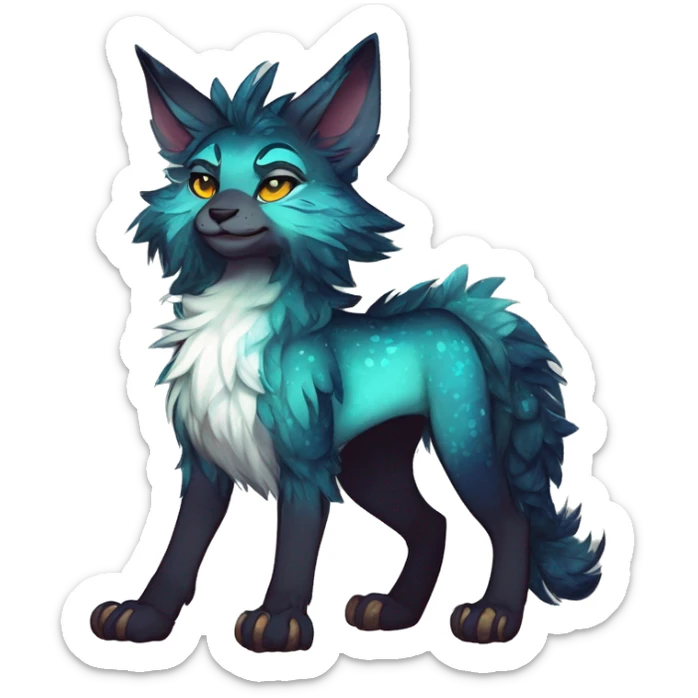 Cool cute Kawaii edgy fantasy shiny animal  fursona Fionbri vernid by griffsnuff & LiLaiRa & Falvie full body sticker