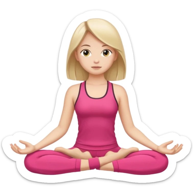 The same girl is sitting in a lotus position, with shoulder-length hair and sportswear. sticker