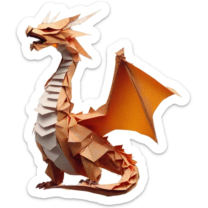 Charred flaming fiery Beige Origami dragon made of newspapers on fire letters on fire burnt paper surrounded by fairy lights swirls covered in dried flowers bokeh floral flowers fire flames sticker