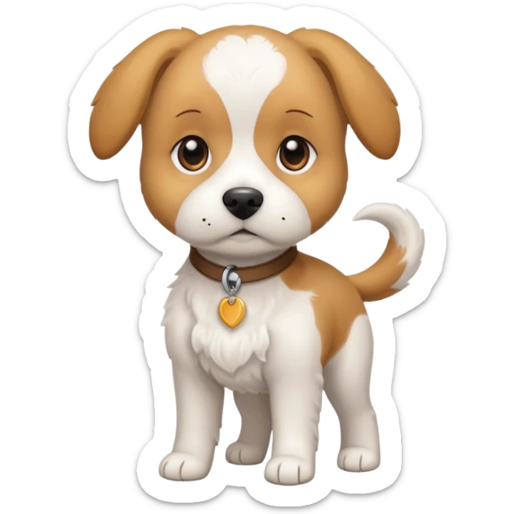 a full body white beagle x maltese x chi dog the size of a kelpie with light brown ears and a light brown patch on one eye sticker