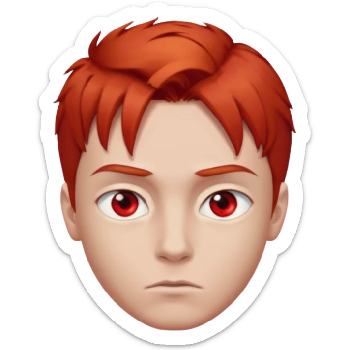 boy with red hair red eyes serious face sticker
