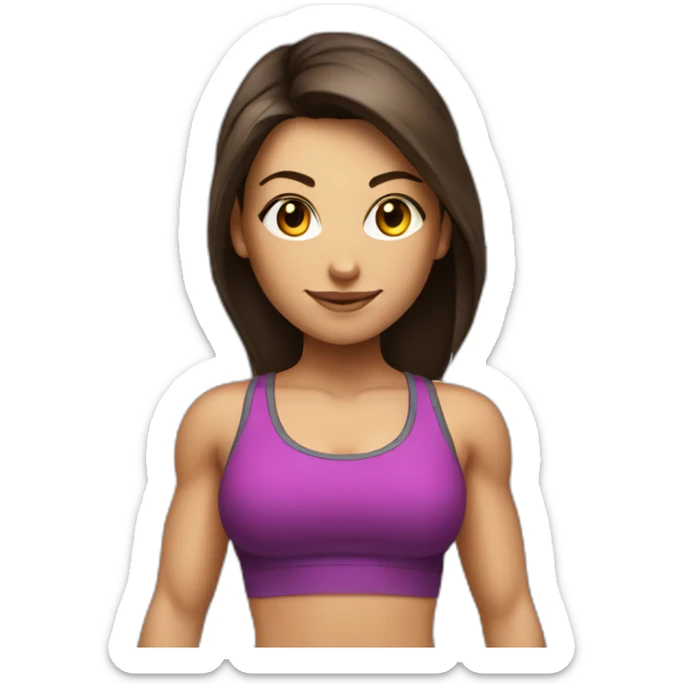 Brunette fitness girl with a barbell on her shoulders sticker
