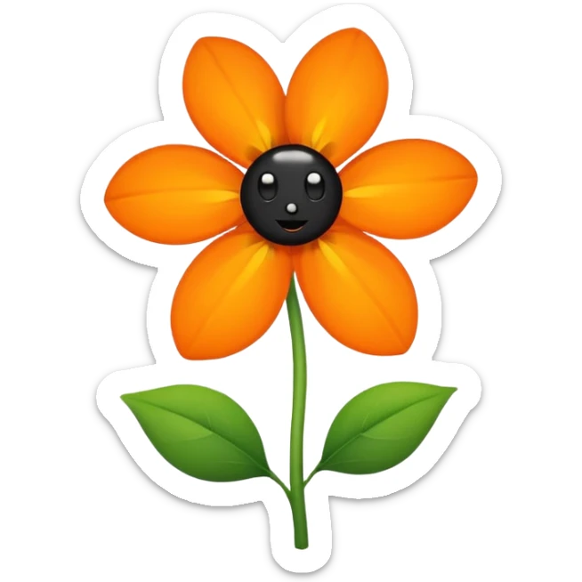 Green stem, white bud with black cartoony face: ;p. And six heart shaped yellowish orange petals sticker