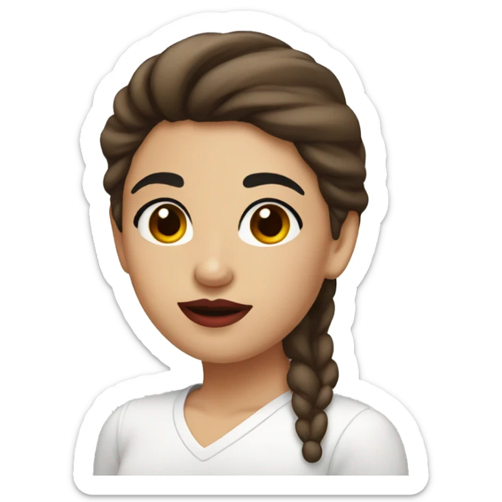 Girl with brown hair and brown eyes and black eyebrows and red lips sticker