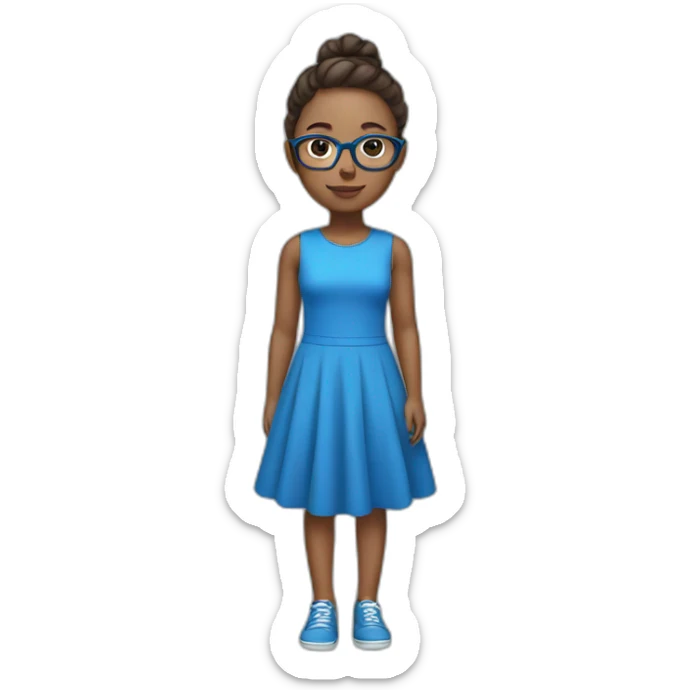 girl wearing a blue dress and glasses full body sticker