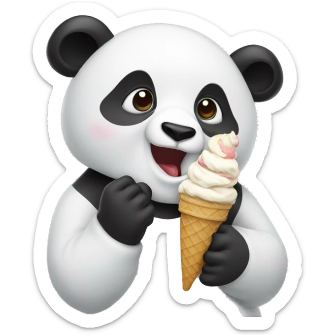 Panda eating ice cream sticker