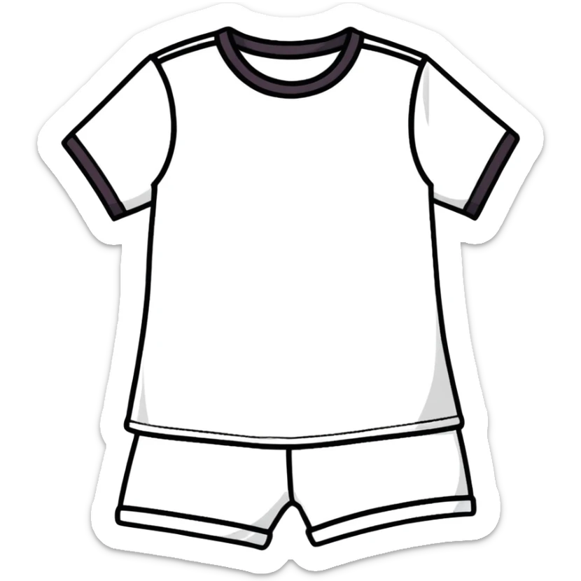 Girl wearing black pajama shorts with white piping  sticker