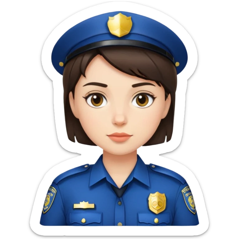 Brunette short Hair Girl Police Officer  sticker