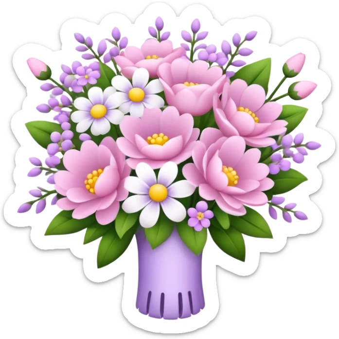 baby pink flower bouquet with white flowers light purple flowers  sticker