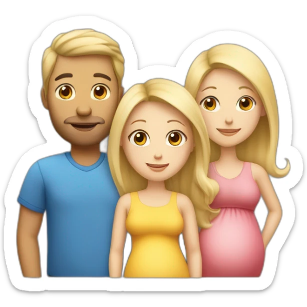 Family;blonde-haired-pregnant-mother, blonde-haired-child, black-haired-dad sticker