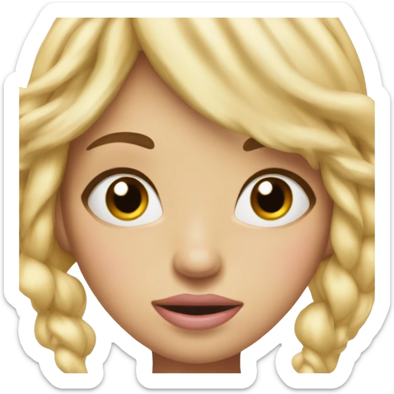 a blonde girl, with a big mouth, long eyelashes, pink blush and freckles sticker