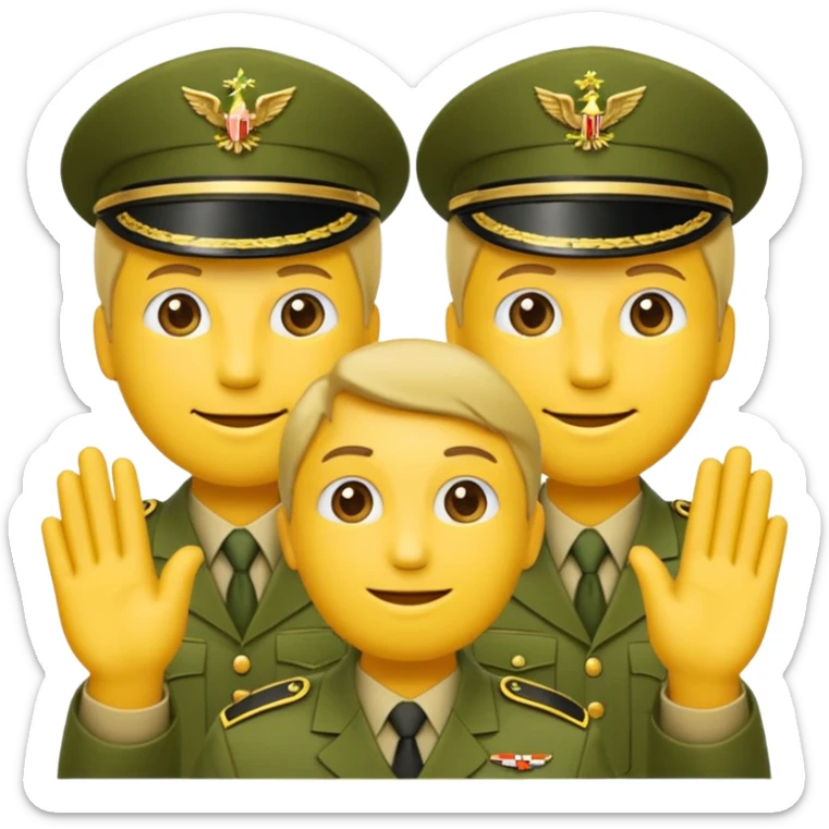Eine salutierenden Emoji (Hautfarbe: gelb ); in  grünen Armee Klamotten; männlich; salutierend mit der rechten Hand und auf der Höhe der Stirn sticker
