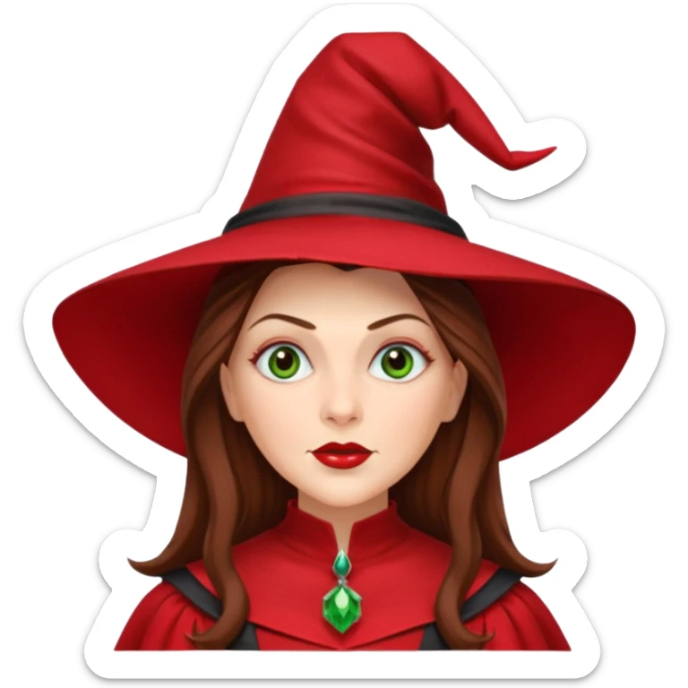 Wicked Witch of the East from the Wizard of Oz with long brown hair, red outfit sticker