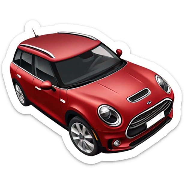 Red Mini Cooper Clubman with red roof decorated for Christmas sticker
