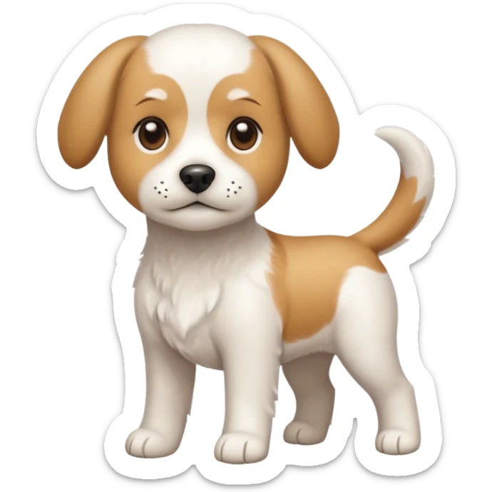 a full body white beagle x maltese x chi dog the size of a kelpie with light brown ears and a light brown patch on one eye sticker