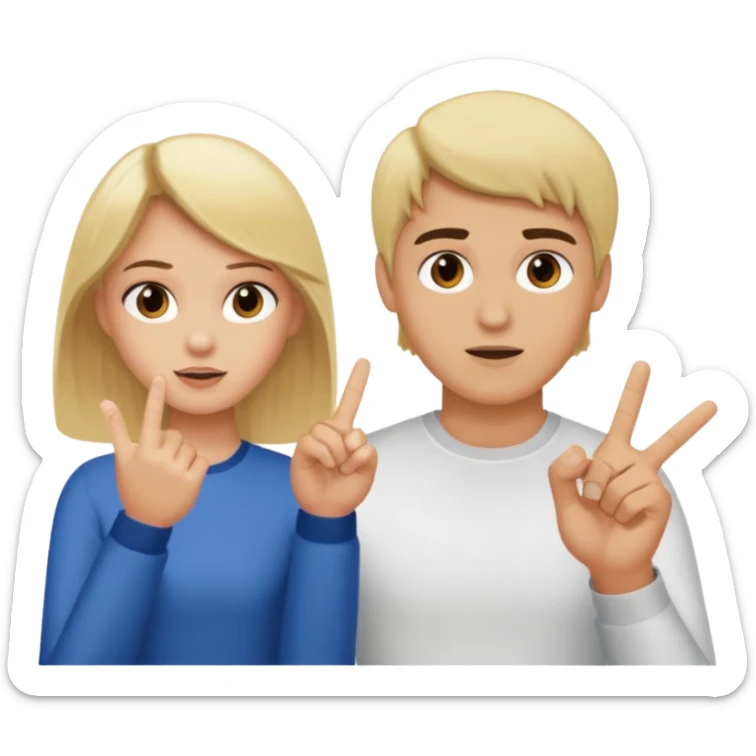 une fille blonde qui fait un doigt d'honneur a un mec brun parce qu'il vient de l'insulter sticker