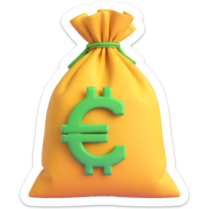 classic tied money sack with CZK sign, 3D emoji style sticker