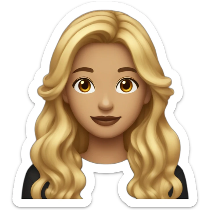 20 year old long honey blonde highlights hair with black shirt and light skin to olive skin lo sticker