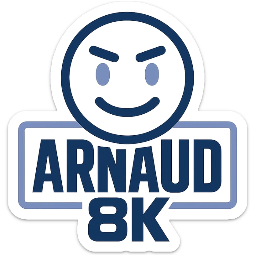 Logo 'Arnaud8K' in modern streetwear style, bold typography, Gazo influence, social media vibe, no video elements sticker