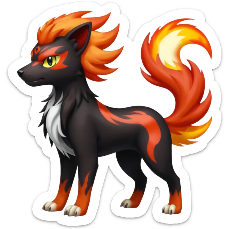 Darkrai-Growlithe-Houndoom-Meloetta-Fakémon-creature-hybrid-fusion, full body sticker