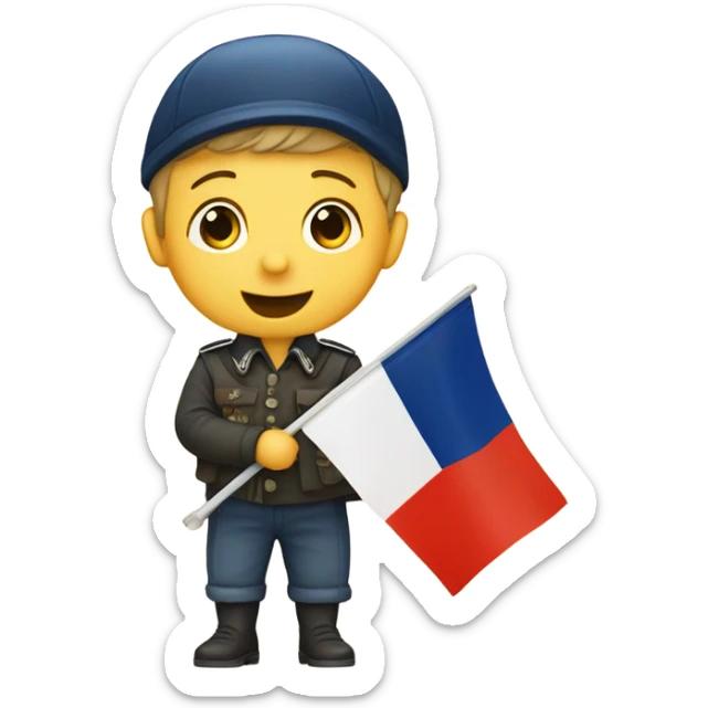 little german boy kissing the map of france and french flag sticker