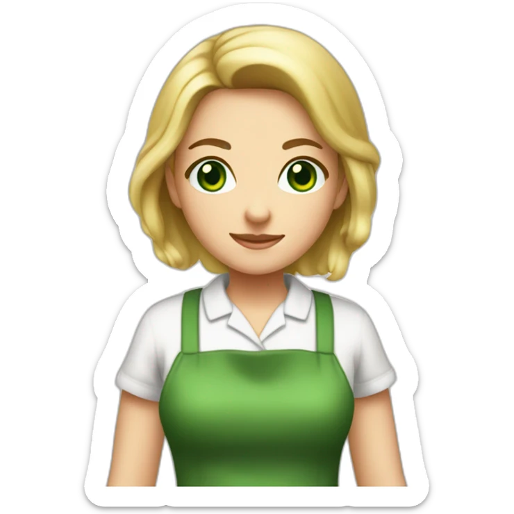 dirty blonde girl with dark green eyes home cooker dress like cooking mama sticker