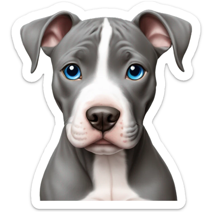 blue eyed blue nose pitbull puppy dog portrait sticker