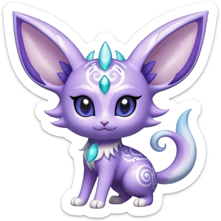 Shiny Exotic Cute Adorable Majestic Ethereal Sparkly Espeon-Meowstic-Hybrid-Creature with pattern-markings sticker