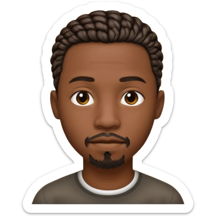 Hazme un emoji de un hombre negro con trenzas cortas (pero un poco largas) y una pequeña perilla sin bigote sticker