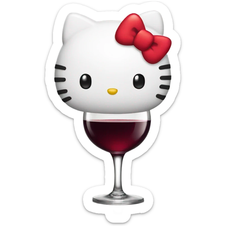 Hello Kitty drinking red wine sticker