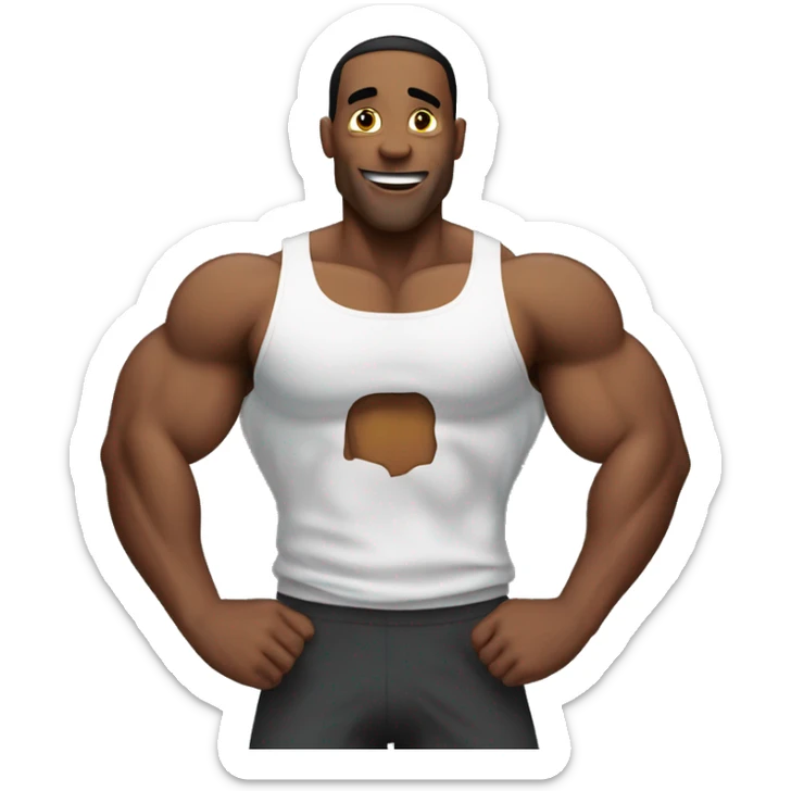 Bodybuilders, squeezing his chest sticker