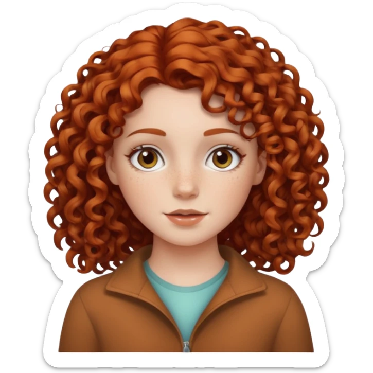 White girl with curly hair and freckles  sticker
