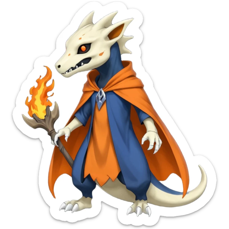 Nebulae Gothic Spooky Marowak-Salandit-Cubone-Duskull-Noibat-Fakémon-hybrid-creature (full body)  sticker
