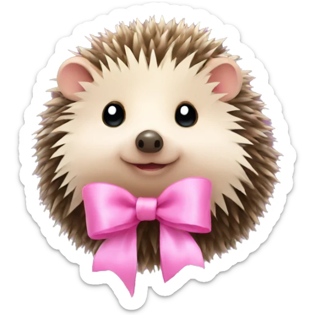 hedgehog with a pink bow sticker