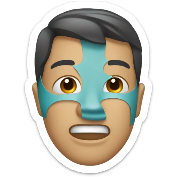 un émoji qui pleure ayant un masque qui sourit sticker