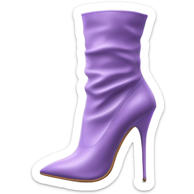 Hyper Realistic isolated top view of a pair of pointed toe lavender purple high heel ankle bootie boots.  sticker