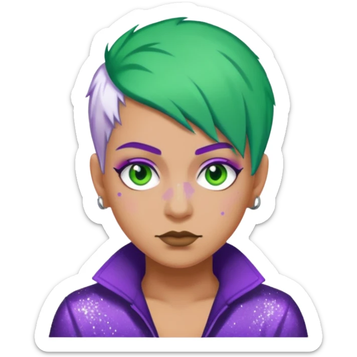 Glitter Purple and White Joker Gangster Green Hair sticker